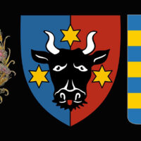 The coats of arms of Galicia, Bukovina, and Transcarpathia.
