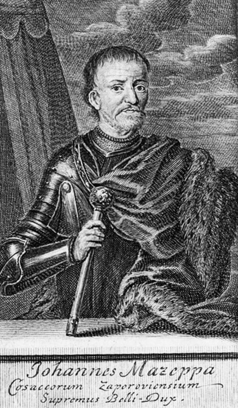 Ivan Mazepa (1639–1709), ruler of the Cossack Hetmanate state (1687–1709). (Portrait, circa 1706, by the popular German engraver Martin Bernigeroth)