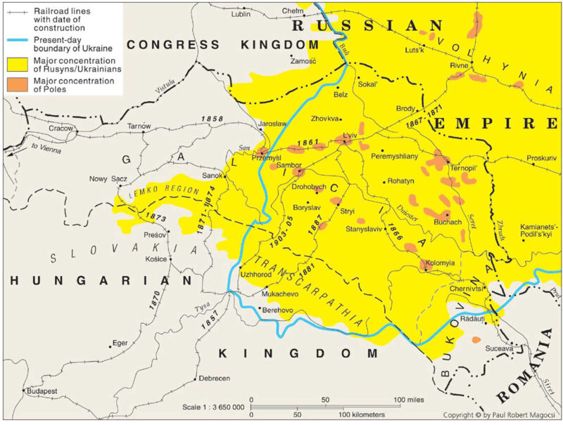 Українські землі в Австро-Угорщині бл. 1875 р.