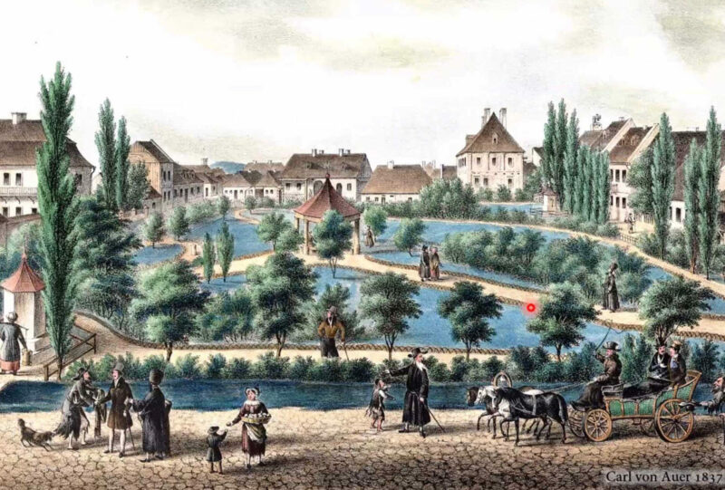 «Новий ринок», літографія Карела Ауера 1837 року, зображує як заможних, так і збіднілих мешканців міста Броди, серед населення якого переважно євреї