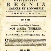1772 decree of Maria Theresa, proclaiming the Kingdom of Galicia and Lodomeria (Latin for Volhynia).
