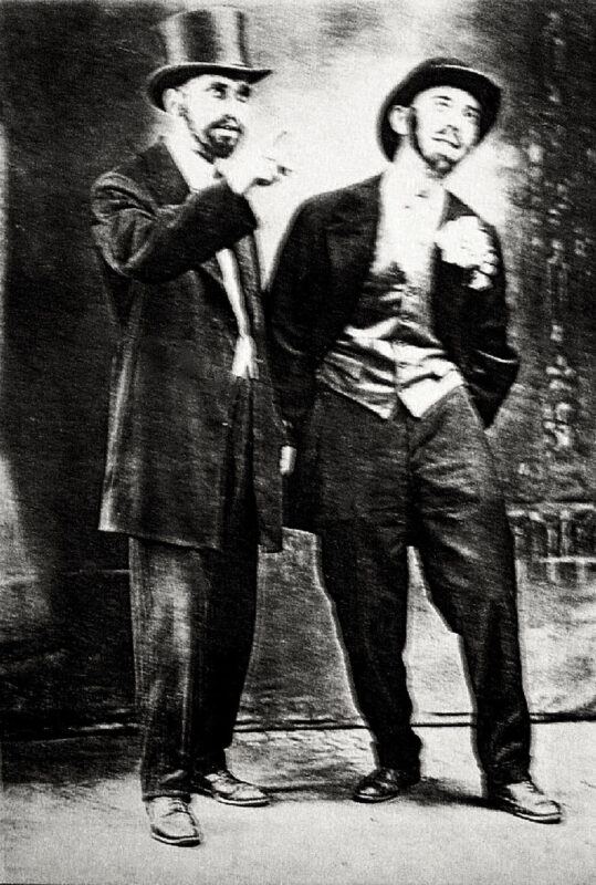 Актор Гаррі Джордан справа (нар. в Україні під ім’ям Гершель Зердановський) в їдишомовному водевілі у США, 1910-ті рр.