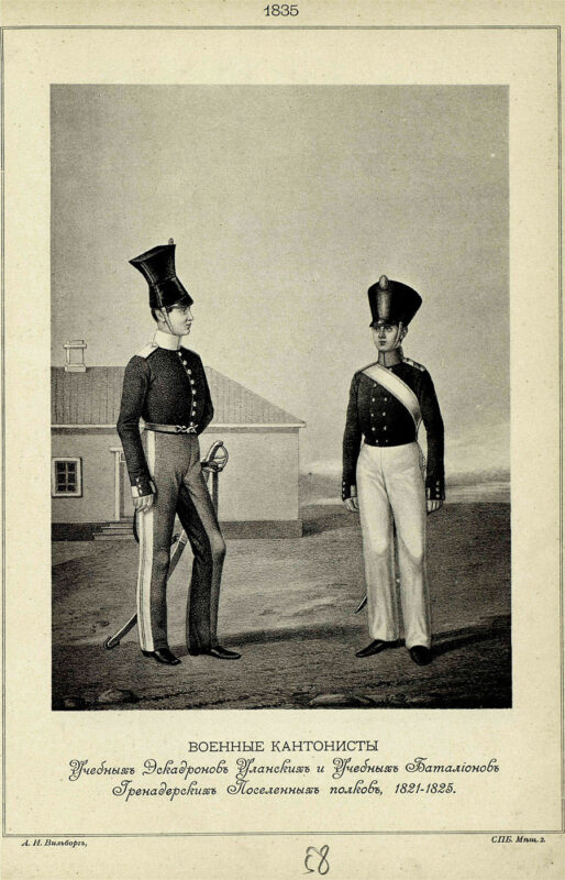Military cantonists in 1821–25 (1835 print). Jewish boys, drafted into tsarist cantonist army training schools, were pressured to convert to Russian Orthodoxy.