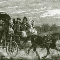 Horse wagon carrying Jewish migrants.