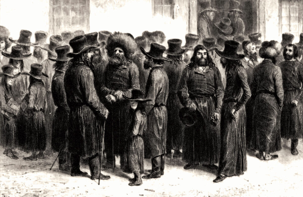 "Jewish merchants of Odesa," from Piotre Artamof, "La Russie historique, monumentale et pittoresque" (Paris, 1862–1865). The developing grain port of Odesa became an important centre for the "maskilim."