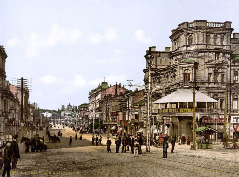 Kyiv's main thoroughfare, Khreshchatyk street, ca. 1890–1900.