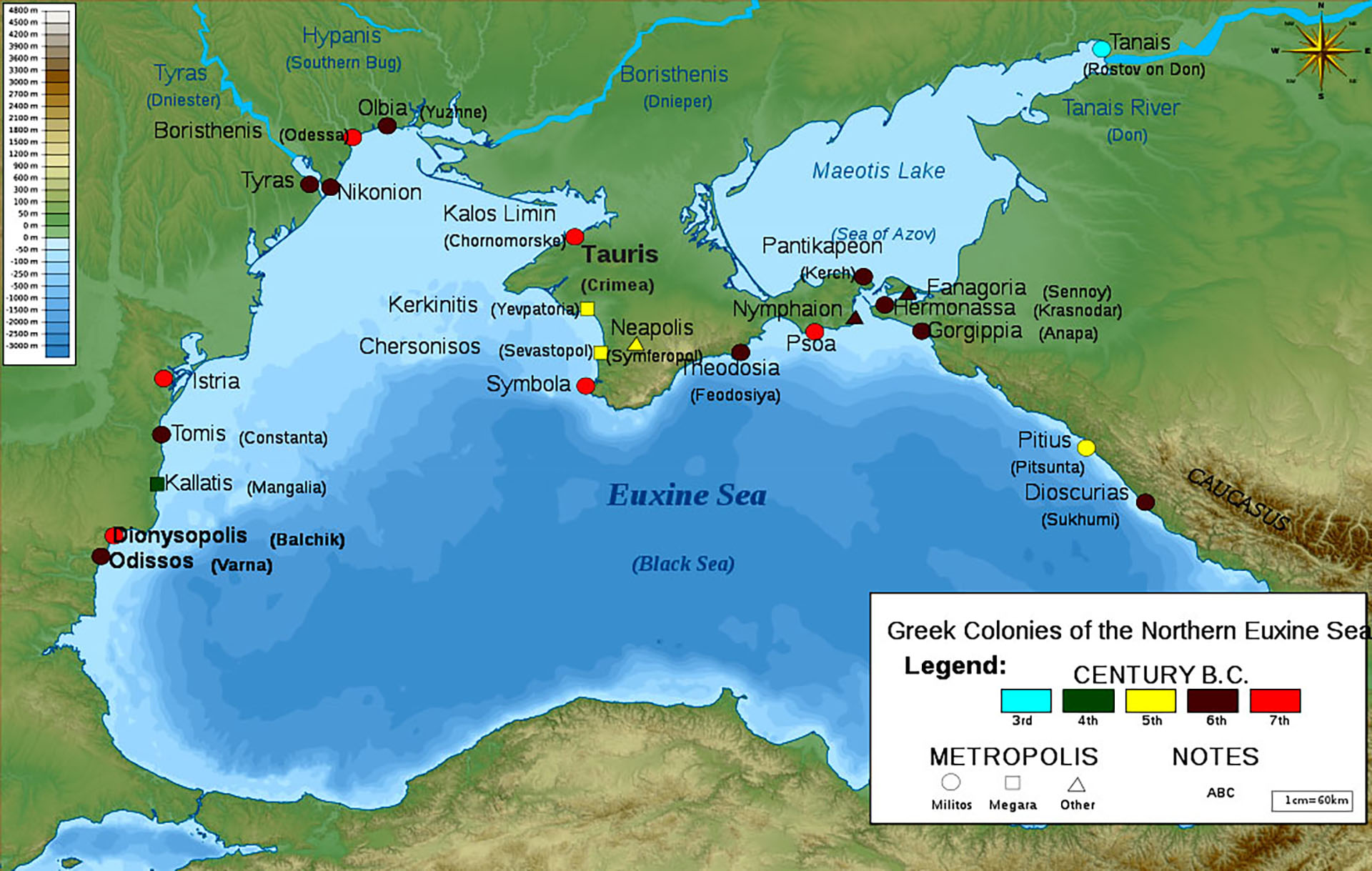 Грецькі колонії на північному узбережжі Чорного моря, зокрема в Криму (історична назва — Таврія), VII–III ст. до н. е.